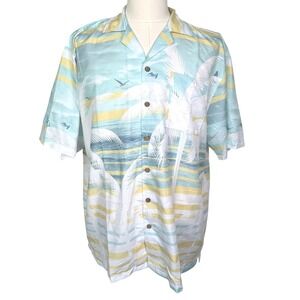 UZZI NWT Men's XL Tropical Palm Tree Button Up Short Sleeve Shirt Amphibios Gear